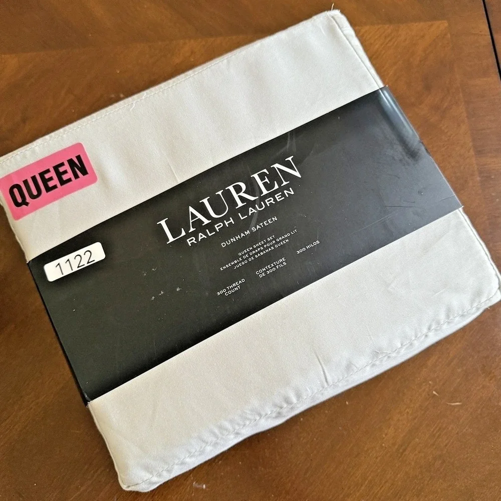 NEW Ralph Lauren Queen 4Pc Dunham Sateen Sheet Set Silver 300 TC 100% Cotton